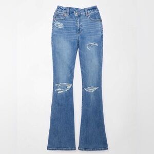 NWT American Eagle AE Next Level Curvy Ripped Super High-Waisted Flare Jeans 18